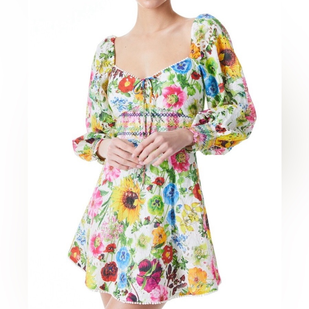 Alice and Olivia Crawford Floral Puff Sleeve Mini Dress